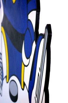 Geburtstafel Hockey blau - personalisierbar - 70x100cm