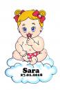 Geburtstafel Baby auf Wolke - personalisierbar - 70x100cm