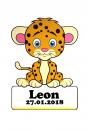 Geburtstafel Leopard dunkel – personalisierbar – 70x100cm